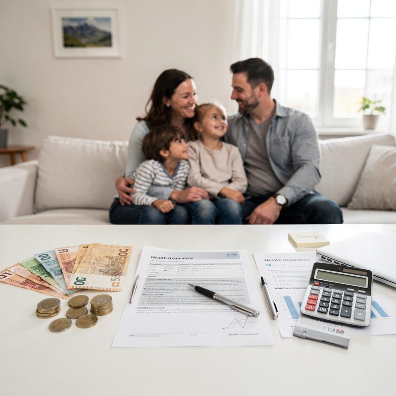 Familie beim Wandern in den Schweizer Bergen
